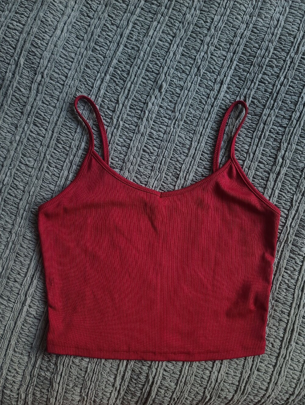 Red Ribbed Tank